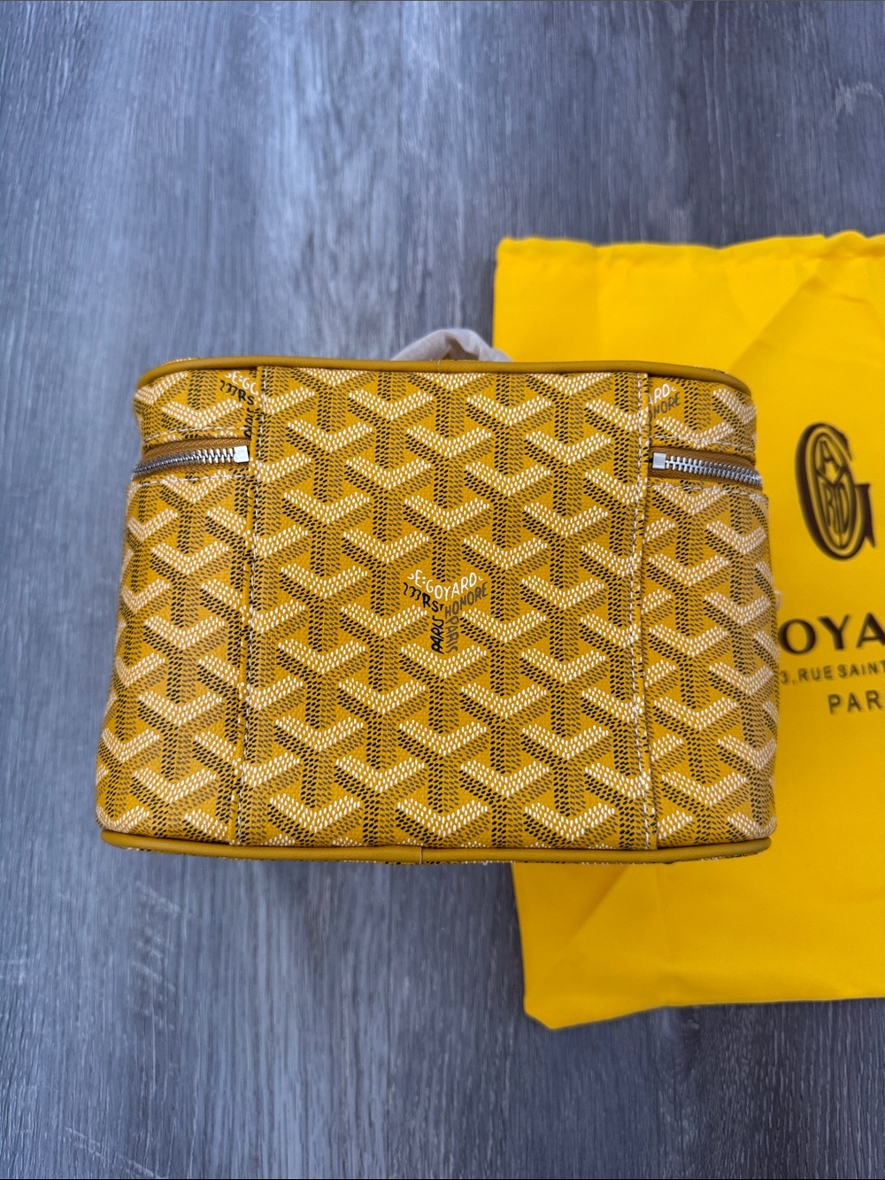 Source Unknown Yellow Chevron Travel Vanity Case - Picture 5 of 11